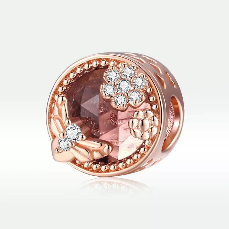 (resim) Pandora tarzı 14k rose altın kaplama Gizli Bahçe Charm - BSC389 - Görüntüle 5