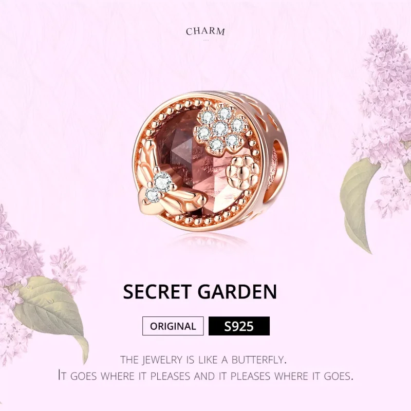 (resim) Pandora tarzı 14k rose altın kaplama Gizli Bahçe Charm - BSC389 - Görüntüle 6