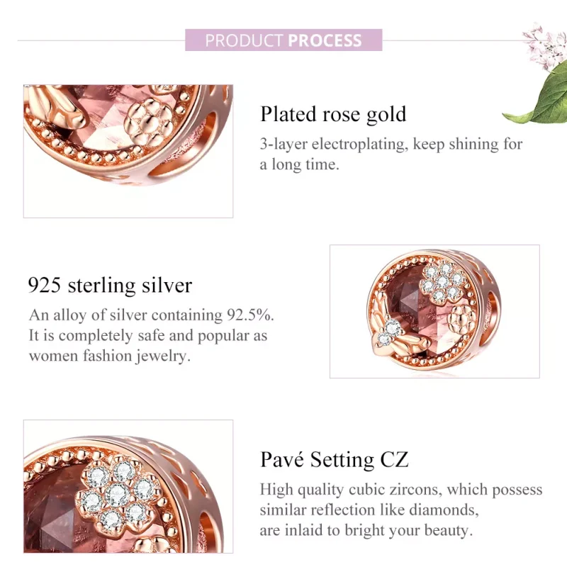 (resim) Pandora tarzı 14k rose altın kaplama Gizli Bahçe Charm - BSC389 - Görüntüle 8