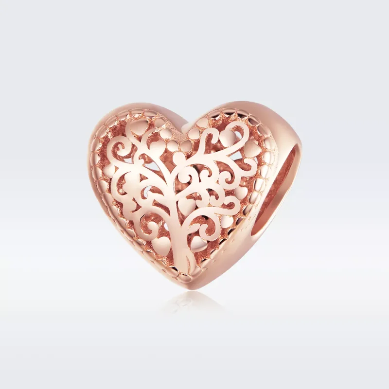(resim) Pandora tarzı 14k rose altın kaplama Gül Aile Ağacı Charm - BSC215 - Görüntüle 5