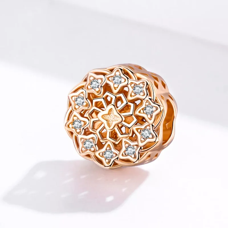 (resim) Pandora tarzı 14k rose altın kaplama Gül Penceresi Charm - SCC1279 - Görüntüle 2