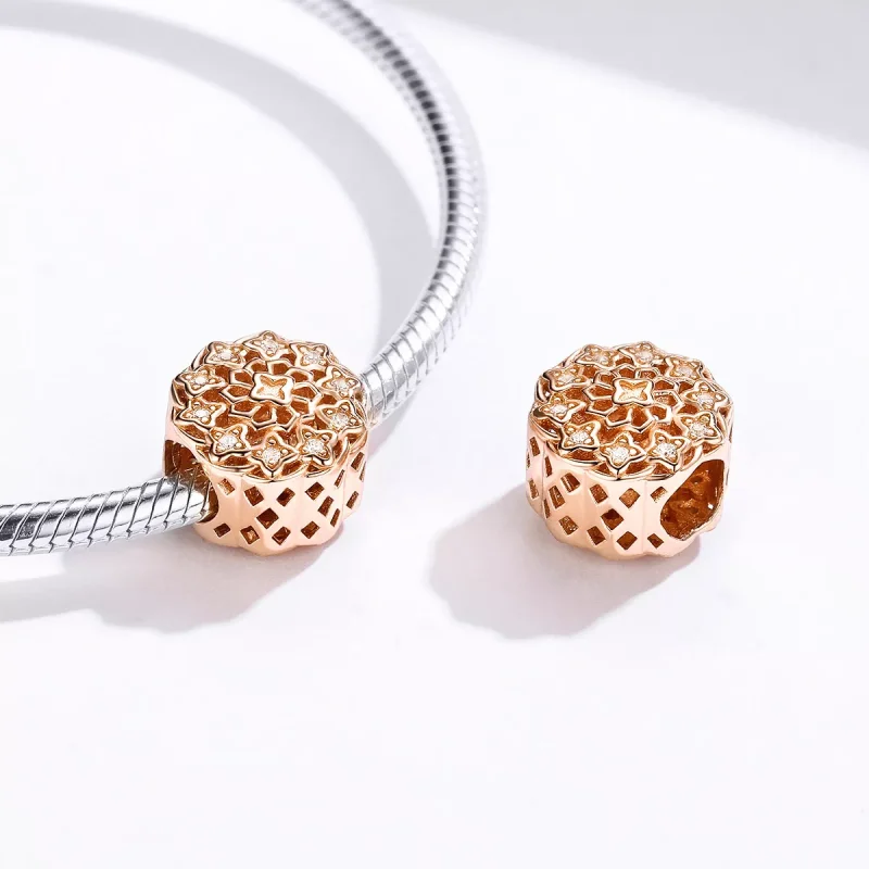 (resim) Pandora tarzı 14k rose altın kaplama Gül Penceresi Charm - SCC1279 - Görüntüle 4