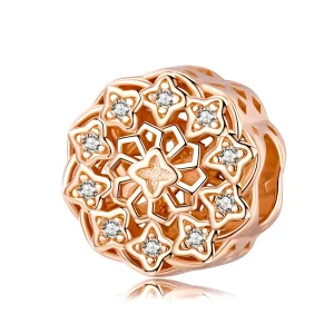 (resim) Pandora tarzı 14k rose altın kaplama Gül Penceresi Charm - SCC1279