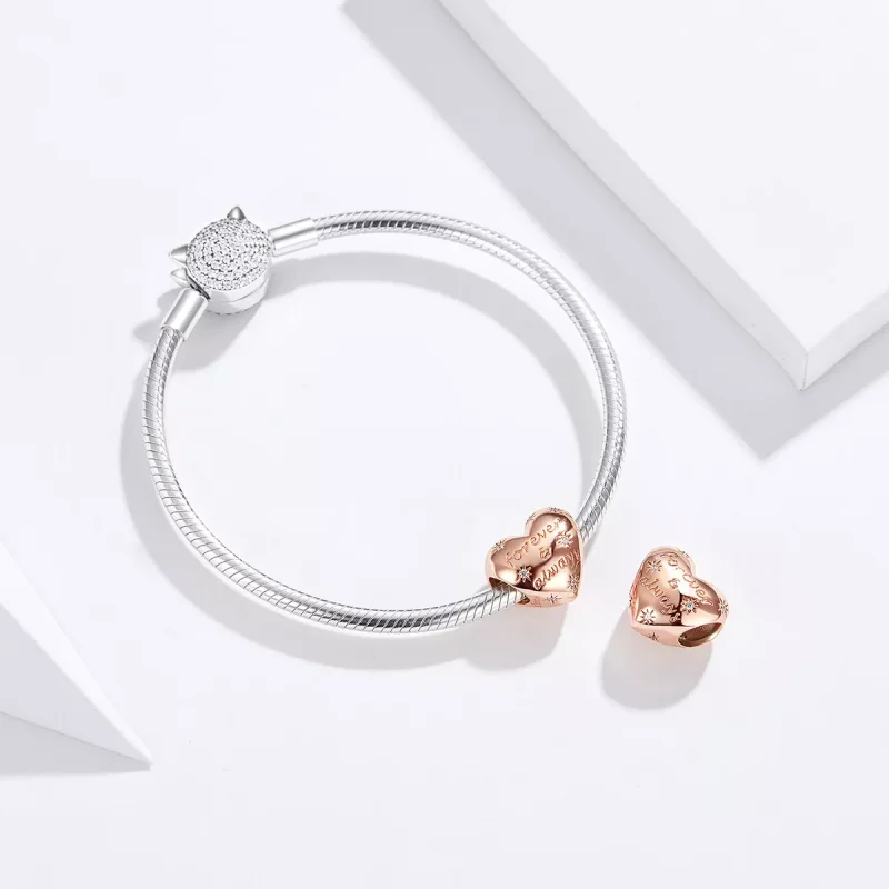 (resim) Pandora tarzı 14k rose altın kaplama Herzaman ve daima Charm - SCC1223 - Görüntüle 3