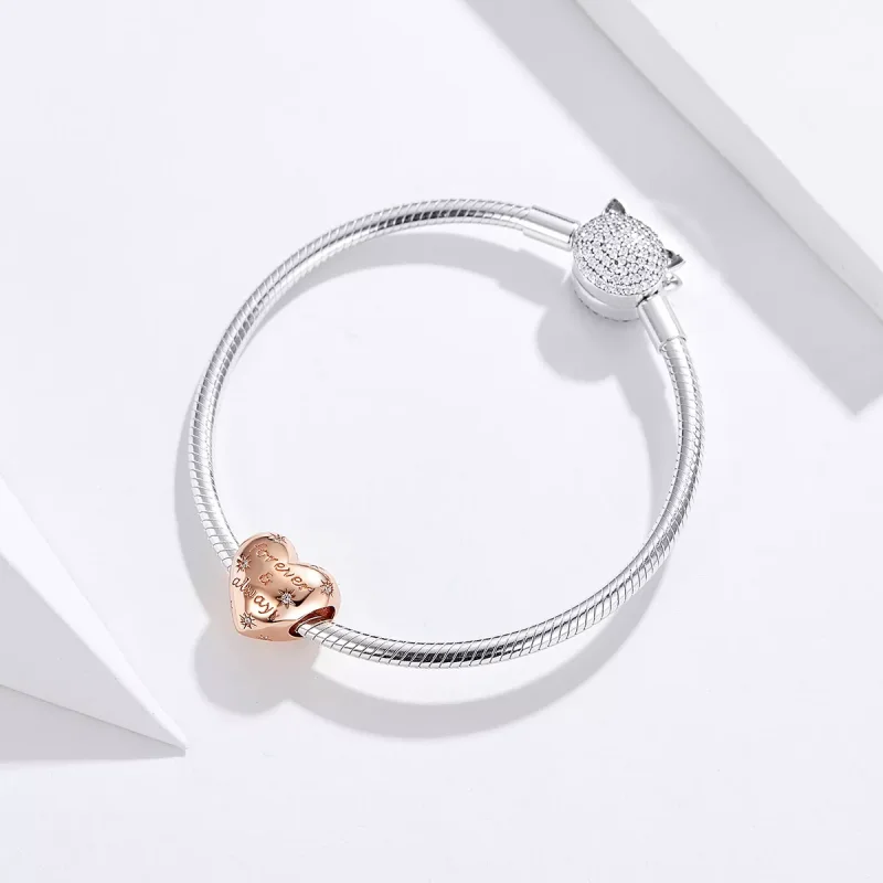 (resim) Pandora tarzı 14k rose altın kaplama Herzaman ve daima Charm - SCC1223 - Görüntüle 4