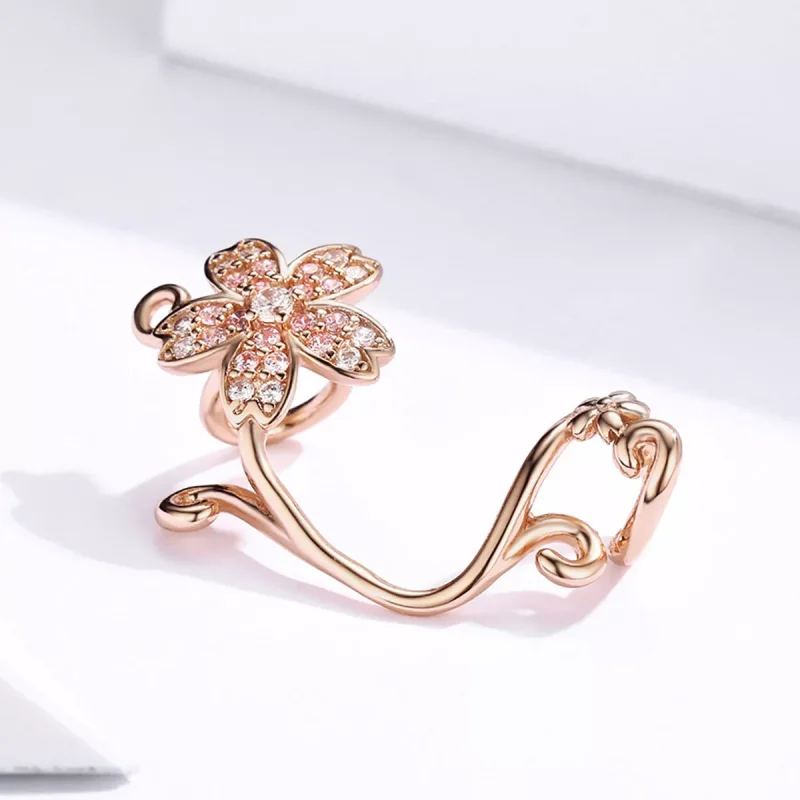 (resim) Pandora tarzı 14k rose altın kaplama Kiraz çiçekleri Charm - SCC1033-C - Görüntüle 2