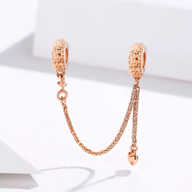 (resim) Pandora tarzı 14k rose altın kaplama küçük lastik Güvenlik Zinciri - SCC1112-C - Görüntüle 3