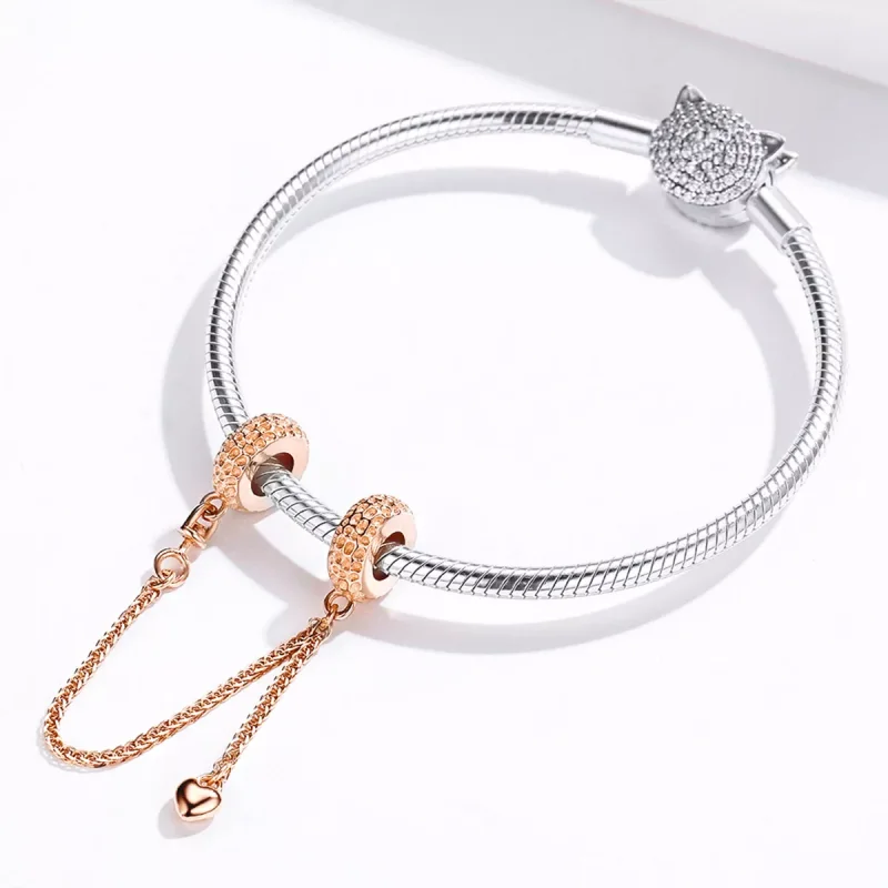 (resim) Pandora tarzı 14k rose altın kaplama küçük lastik Güvenlik Zinciri - SCC1112-C - Görüntüle 4