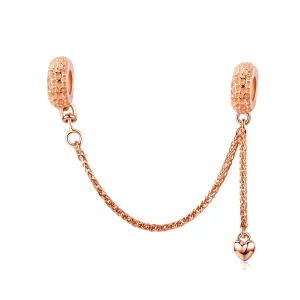 (resim) Pandora tarzı 14k rose altın kaplama küçük lastik Güvenlik Zinciri - SCC1112-C