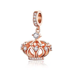 (resim) Pandora tarzı 14k rose altın kaplama Regal Tacı Sallantılı Charm - SCC1121