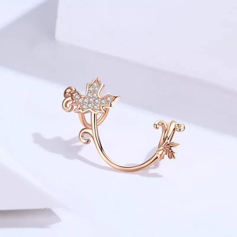 (resim) Pandora tarzı 14k rose altın kaplama Slient Yaprakları Charm - SCC1254 - Görüntüle 2