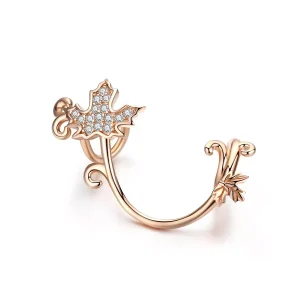 (resim) Pandora tarzı 14k rose altın kaplama Slient Yaprakları Charm - SCC1254