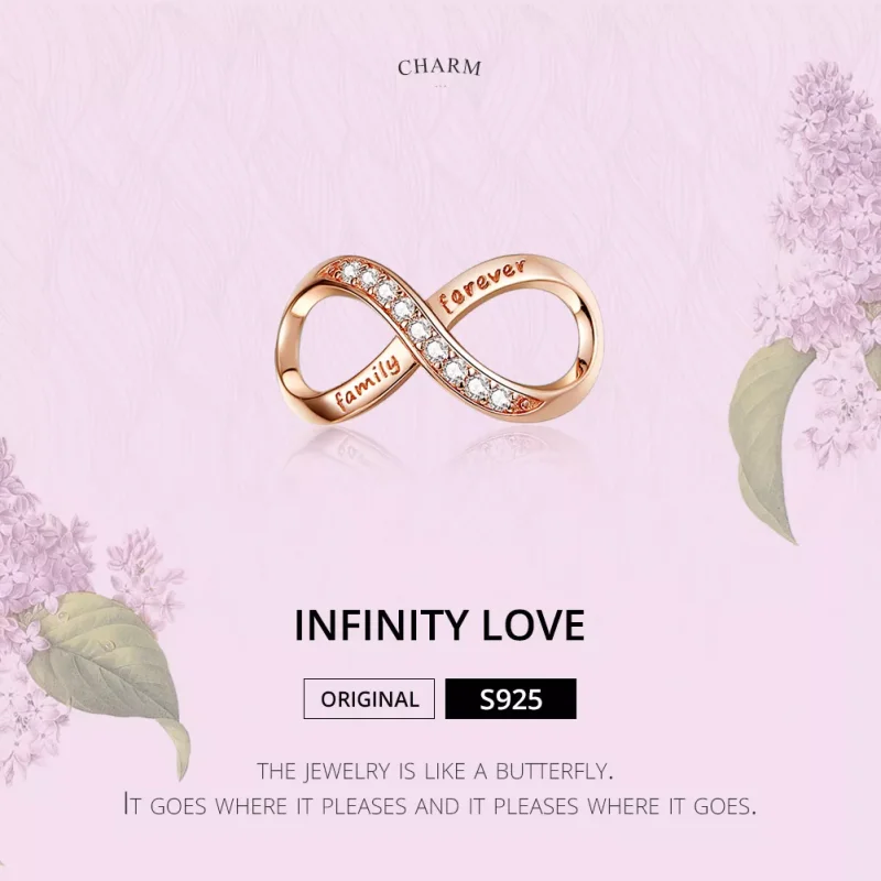 (resim) Pandora tarzı 14k rose altın kaplama Sonsuzluk Charm - SCC1146-C - Görüntüle 2