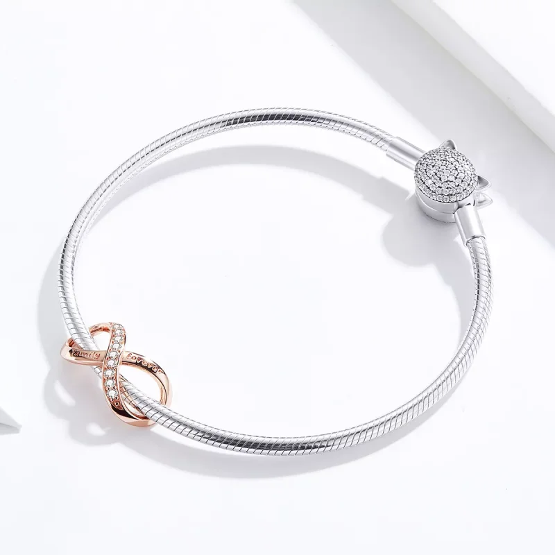 (resim) Pandora tarzı 14k rose altın kaplama Sonsuzluk Charm - SCC1146-C - Görüntüle 3