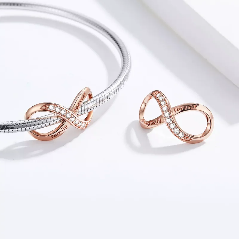 (resim) Pandora tarzı 14k rose altın kaplama Sonsuzluk Charm - SCC1146-C - Görüntüle 4
