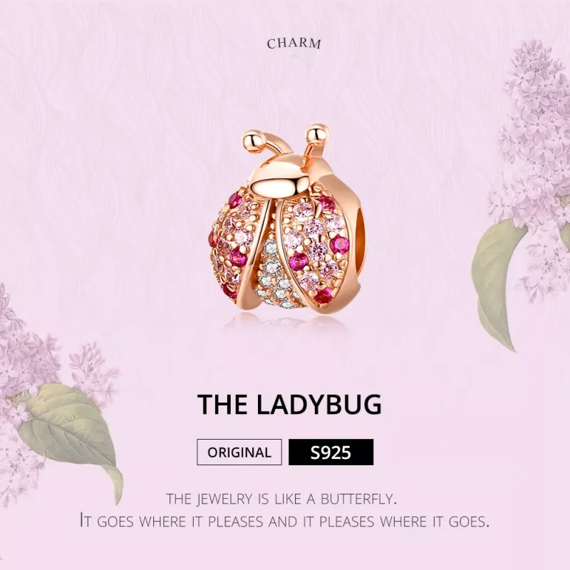 (resim) Pandora tarzı 14k rose altın kaplama uğur böceği Charm - SCC1120-C - Görüntüle 2