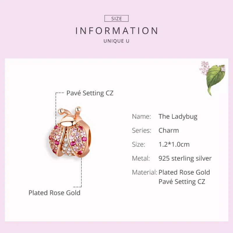 (resim) Pandora tarzı 14k rose altın kaplama uğur böceği Charm - SCC1120-C - Görüntüle 3