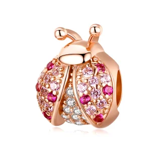 (resim) Pandora tarzı 14k rose altın kaplama uğur böceği Charm - SCC1120-C