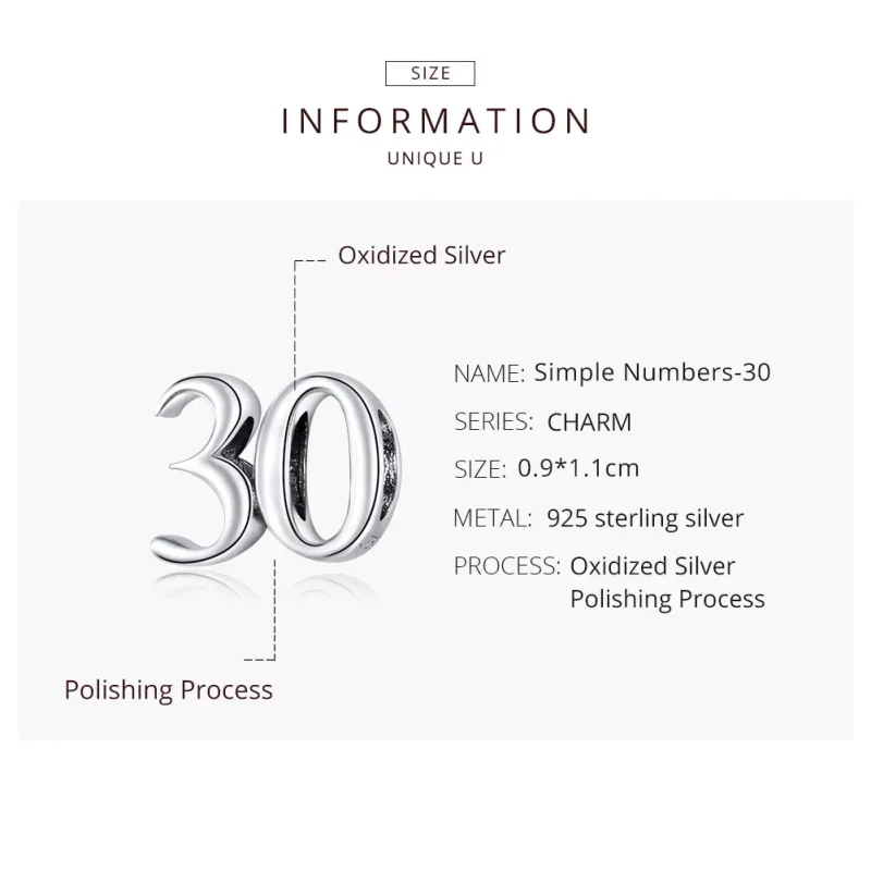 (resim) Pandora tarzı 30. Doğum Günü Charm - SCC1622 - Görüntüle 8