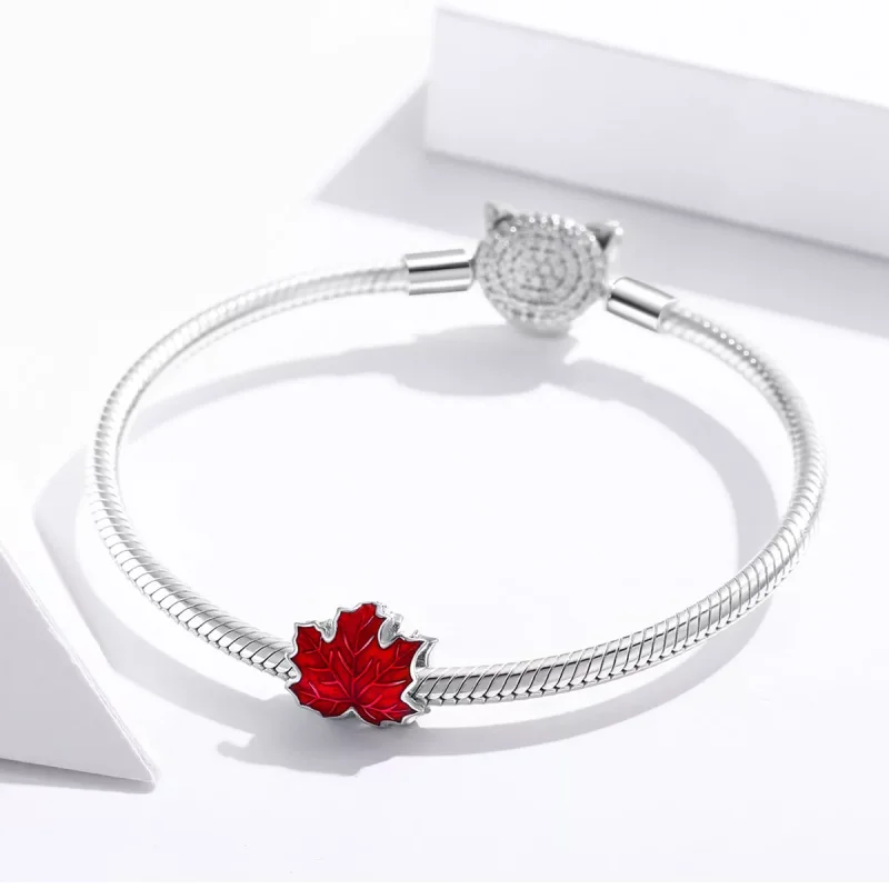 (resim) Pandora tarzı akçaağaç yaprağı Charm - BSC335 - Görüntüle 3