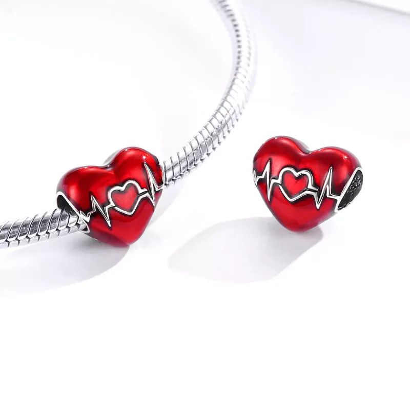 (resim) Pandora tarzı Aşkın Kırmızı Kalp Atışı Charm - SCC1569 - Görüntüle 4