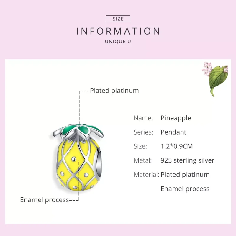 (resim) Pandora tarzı Ananas Charm - BSC128 - Görüntüle 6