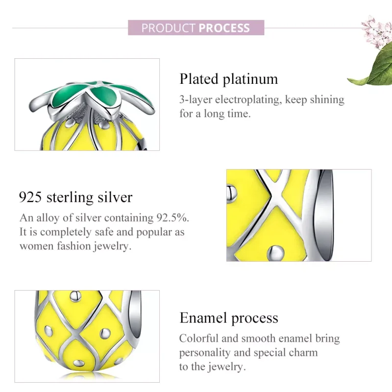 (resim) Pandora tarzı Ananas Charm - BSC128 - Görüntüle 7