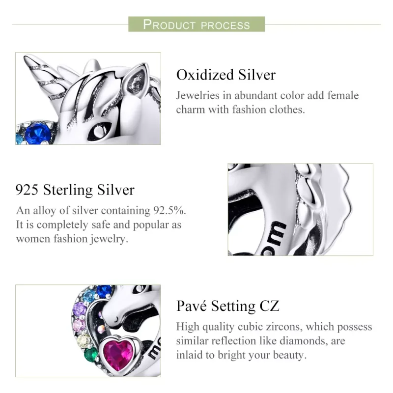 (resim) Pandora tarzı Anne için Unicorn Charm - SCC1160 - Görüntüle 4