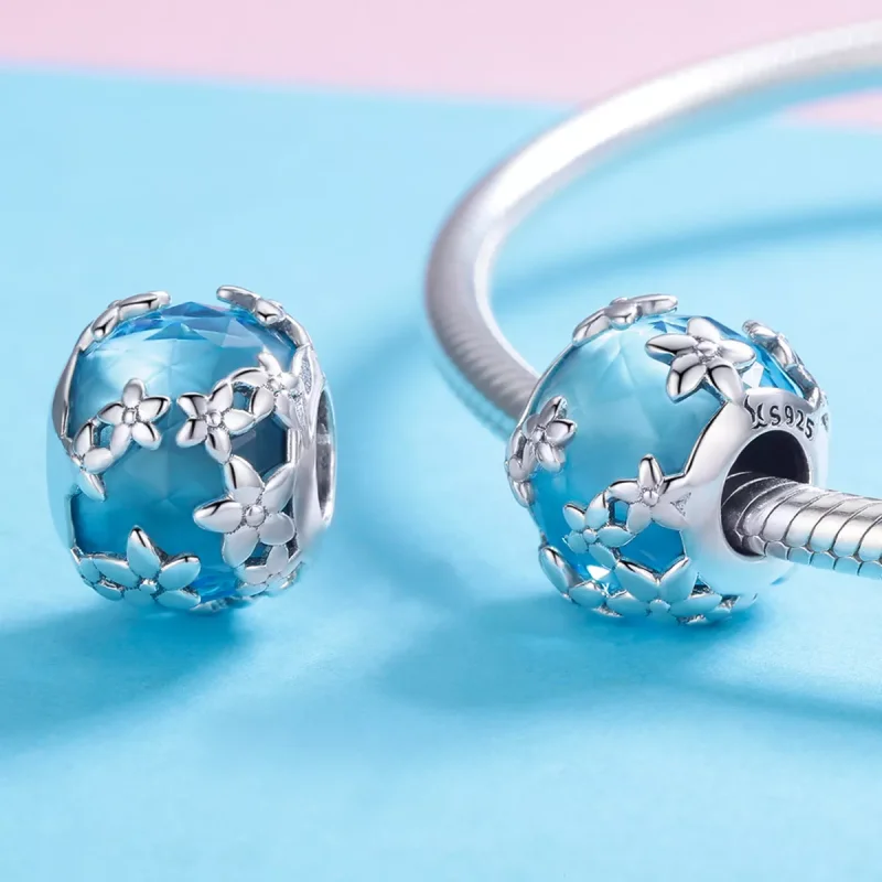 (resim) Pandora tarzı Aquamarine Daisy'nin İtirafı Charm - SCC878 - Görüntüle 4