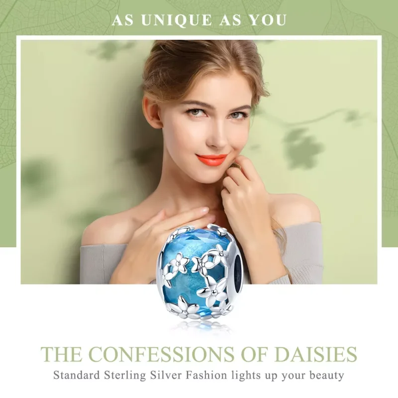 (resim) Pandora tarzı Aquamarine Daisy'nin İtirafı Charm - SCC878 - Görüntüle 6