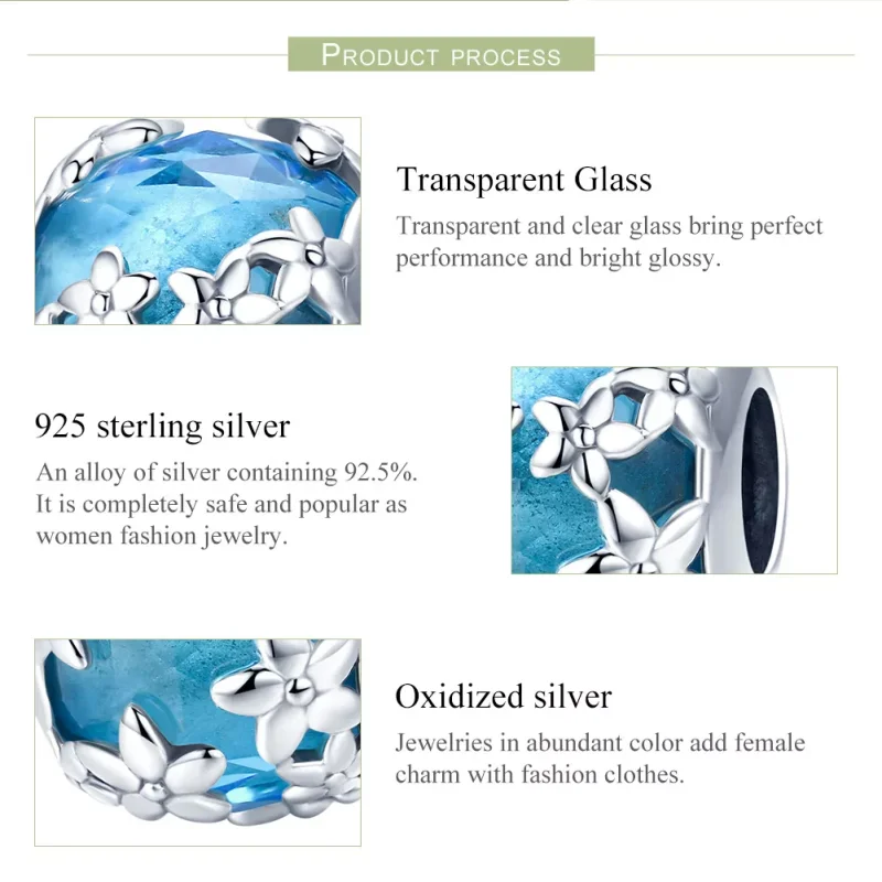 (resim) Pandora tarzı Aquamarine Daisy'nin İtirafı Charm - SCC878 - Görüntüle 7