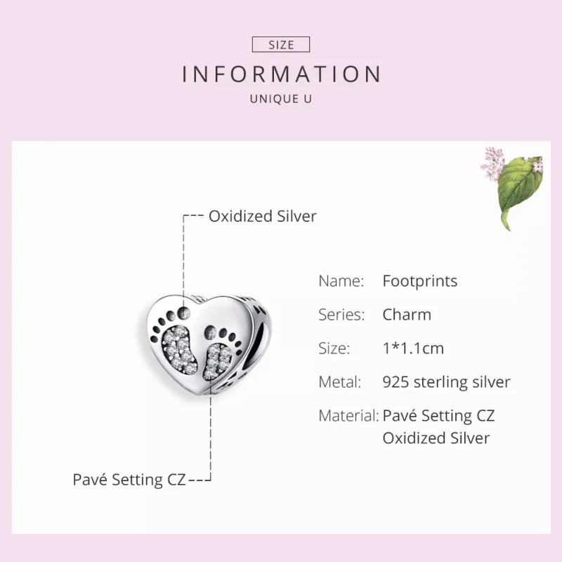 (resim) Pandora tarzı Ayak izi Charm - SCC1395 - Görüntüle 6