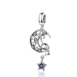 (resim) Pandora tarzı Aydaki kedicik Sallantılı Charm - SCC1205