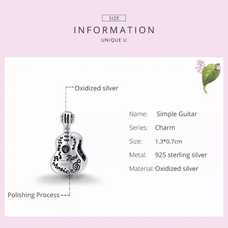 (resim) Pandora tarzı Basit Gitar Charm - SCC1708 - Görüntüle 7