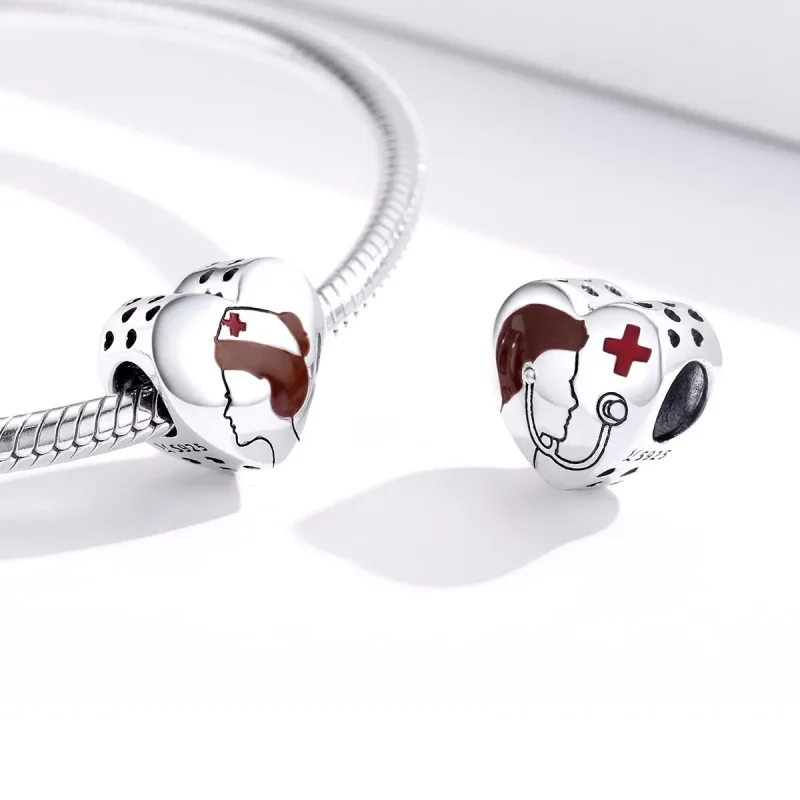 (resim) Pandora tarzı beyaz hemşire tıbbi melek Charm - SCC1547 - Görüntüle 2