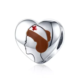 (resim) Pandora tarzı beyaz hemşire tıbbi melek Charm - SCC1547