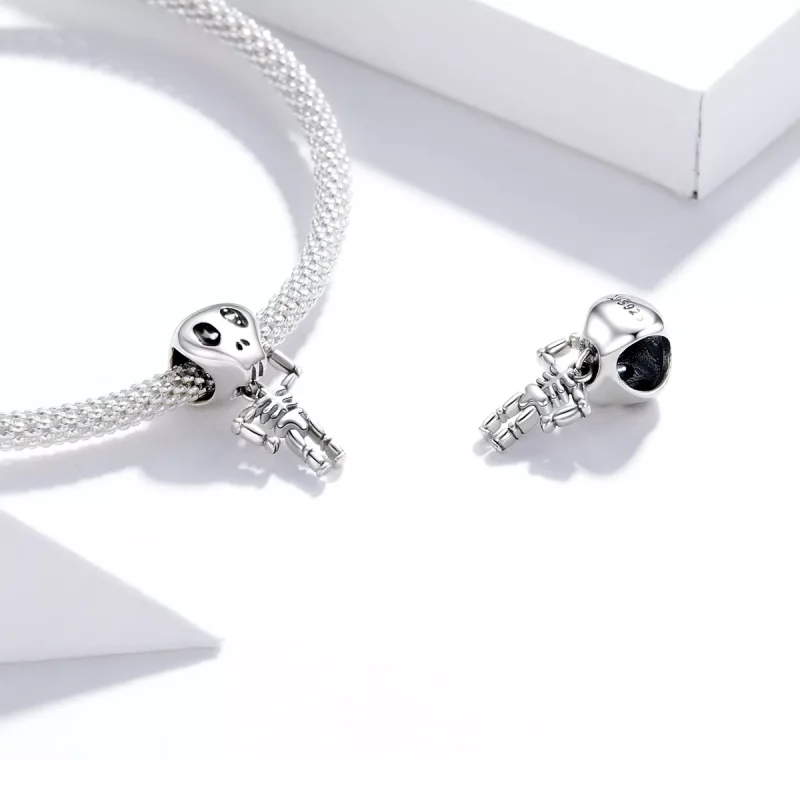 (resim) Pandora tarzı Cadılar Bayramı Kafatası Adam Charm - SCC1617 - Görüntüle 4