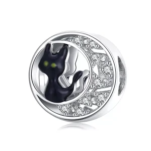 (resim) Pandora tarzı cadılar bayramı kara kedi Charm - BSC325