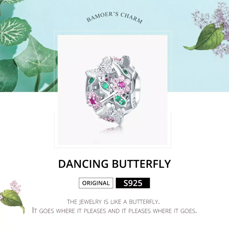 (resim) Pandora tarzı dans eden kelebek Charm - BSC116 - Görüntüle 6