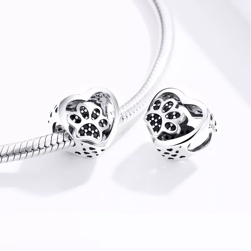 (resim) Pandora tarzı Evcil Hayvanların Pençe İşareti Charm - SCC1191-BK - Görüntüle 3