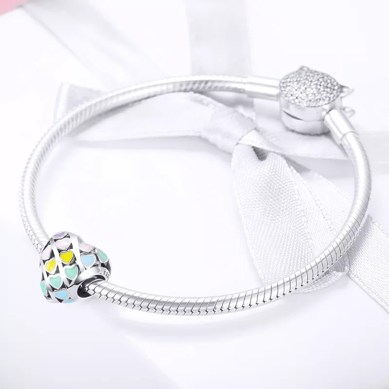 (resim) Pandora tarzı Gökkuşağı Kalbi Charm - SCC902 - Görüntüle 3