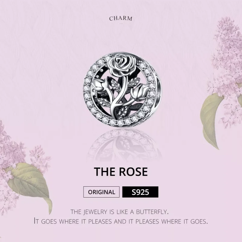 (resim) Pandora tarzı Gül Çiçeği Charm - SCC1189 - Görüntüle 2