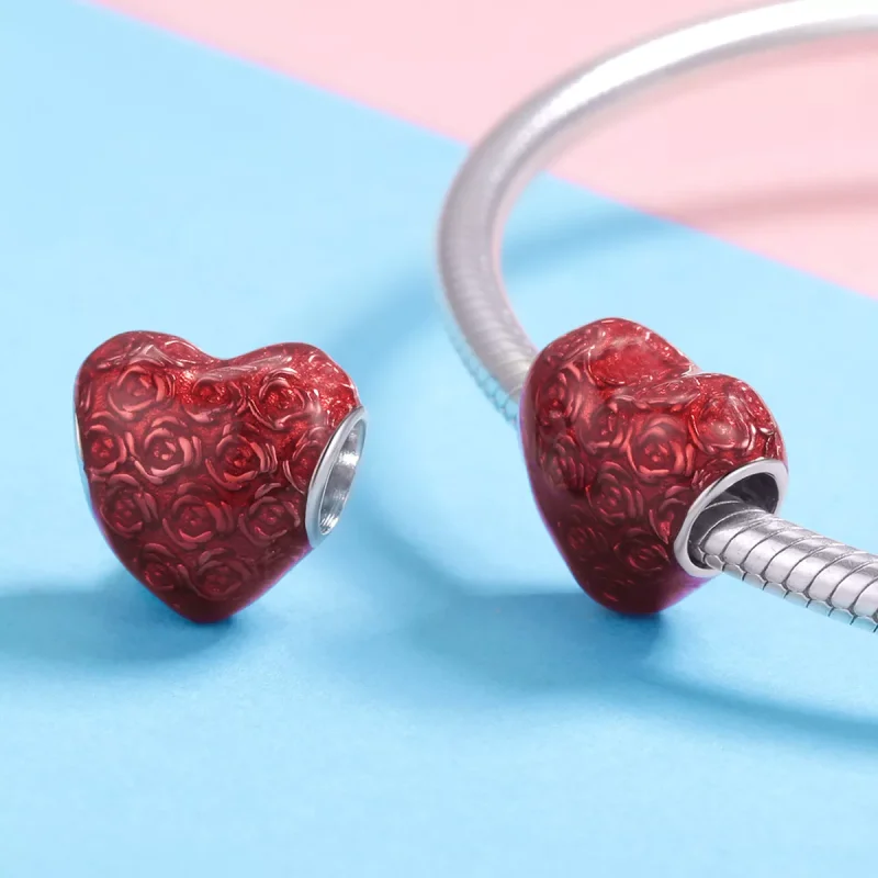 (resim) Pandora Tarzı Gümüş Gül Kalp Çekici - SCC1064 - Görüntüle 4