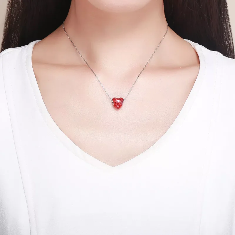 (resim) Pandora Tarzı Gümüş Gül Kalp Çekici - SCC1064 - Görüntüle 5