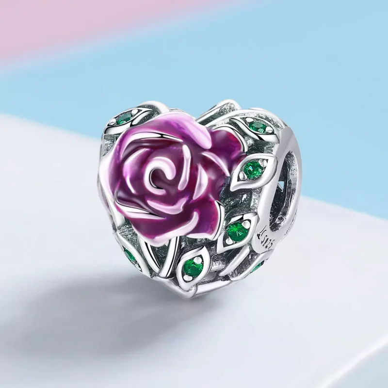 (resim) Pandora tarzı Gül Kalp Charm - SCC927 - Görüntüle 2