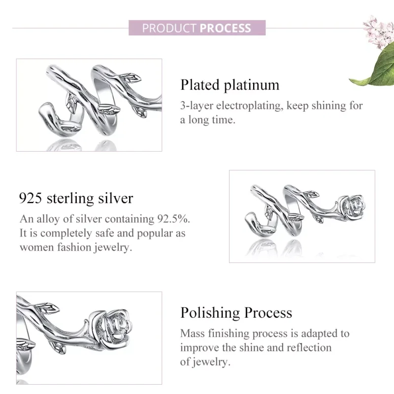 (resim) Pandora tarzı Gül Sarmaşıklar Charm - BSC310 - Görüntüle 8