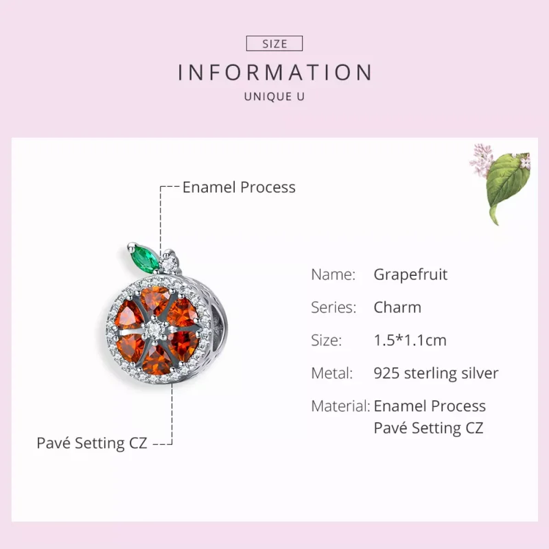 (resim) Pandora tarzı Greyfurt Charm - SCC1277 - Görüntüle 3