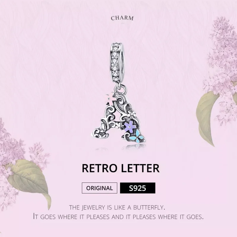 (resim) Pandora tarzı Çiçek A harfi Sallantılı Charm - SCC1273 - Görüntüle 2