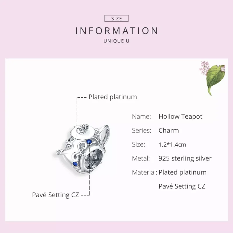 (resim) Pandora tarzı içi boş çaydanlık Charm - BSC274 - Görüntüle 7