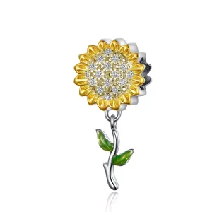 (resim) Pandora tarzı iki renkli Ayçiçeği Sallantılı Charm - SCC1211